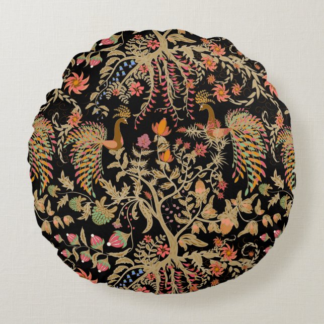 Chinese fairy floral pattern with beautiful birds  round pillow (Front)