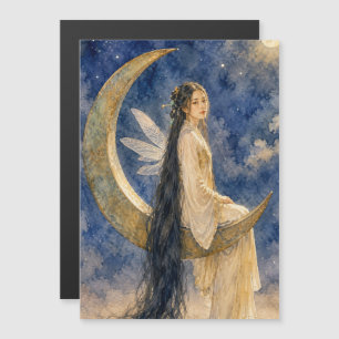 chinese fairy girl on moon watercolors painting