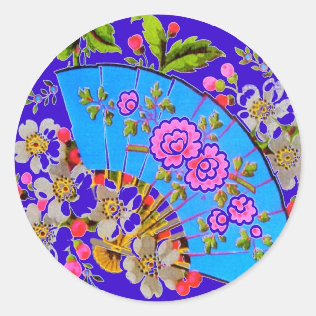 Chinese Fan Blue Stickers (Front)