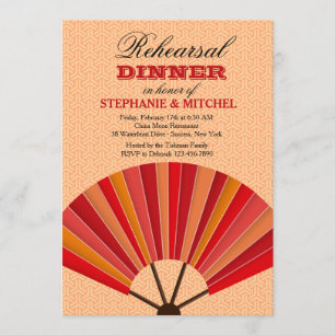 Chinese Fan Rehearsal Dinner Invitation
