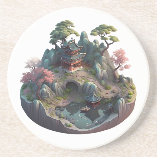 Chinese Fantasy 3D Landscape Sandstone Coaster