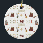 Chinese Favorites Round Ornament<br><div class="desc">Chinese Favorites Round Ornament by Kristie Hubler,  with mountains,  traditional Chinese wedding dress,  corner motif,  Chinese trumpet,  Chinese string instruments,  floral lace,  Temple of Heaven,  wedding ring bands,  gold orchid,  and dragon</div>