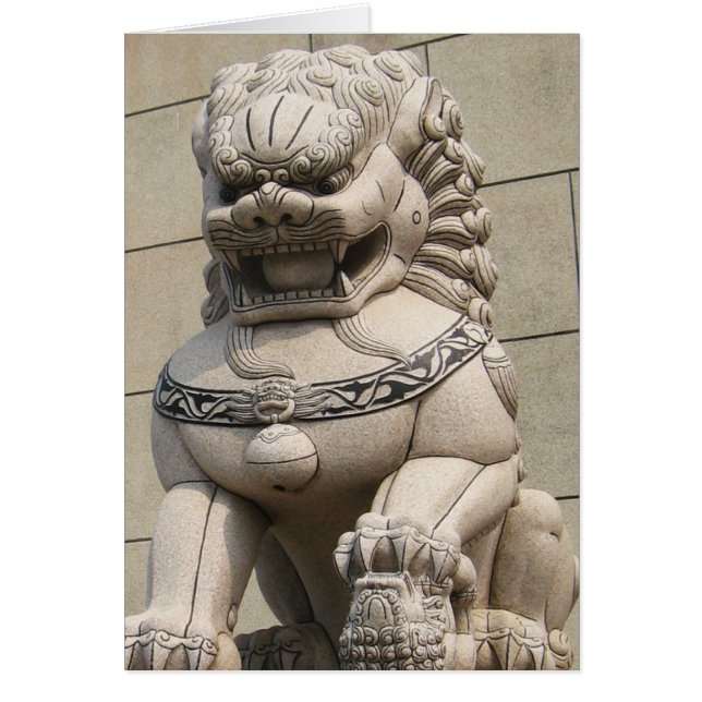 Chinese Female Guardian Lion Foo Dog 石獅 Card (Front)