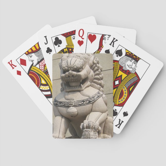 Chinese Female Guardian Lion Foo Dog 石獅 Poker Cards (Back)