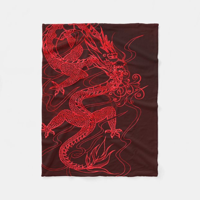 Chinese Fire Dragon Fleece Blanket (Front)