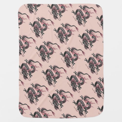 Chinese Fire Dragon In Light Gray And Red Baby Blanket