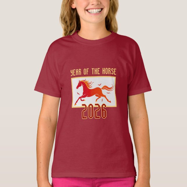 Chinese Fire Horse New Year 2026 Kid's T-Shirt (Front)