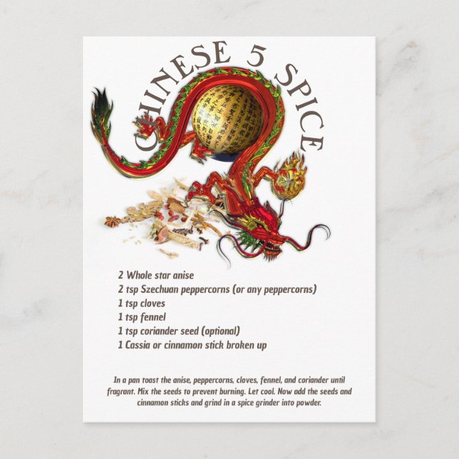 Chinese Five Spice Mix Recipe | Postcard (Front)