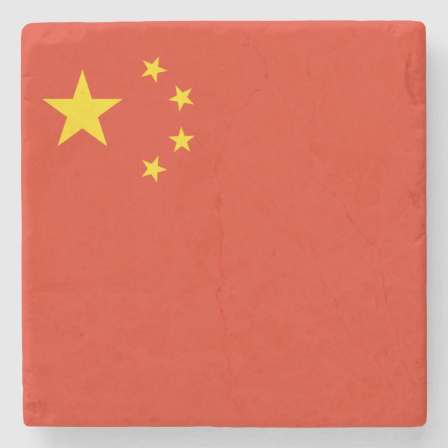 Chinese Flag (China) Stone Coaster (Front)