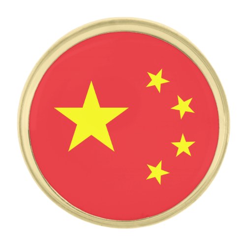 Chinese Flag Gold Finish Lapel Pin