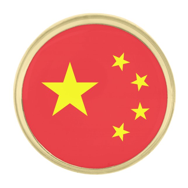 Chinese Flag Gold Finish Lapel Pin (Front)