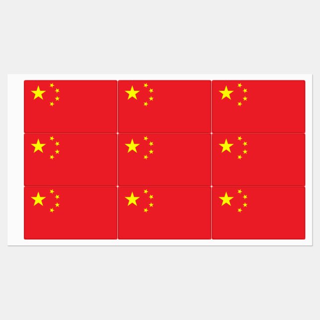 Chinese Flag Labels (Sheet)