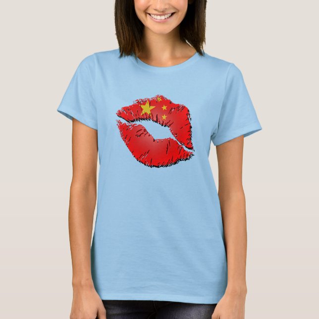 Chinese Flag Lips T-Shirt (Front)