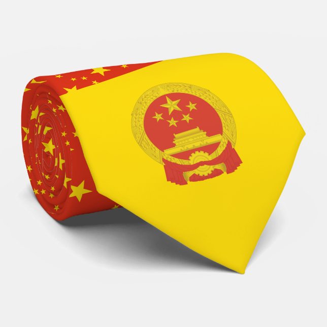 Chinese Flag & National Emblem, Flag of China Neck Tie (Rolled)