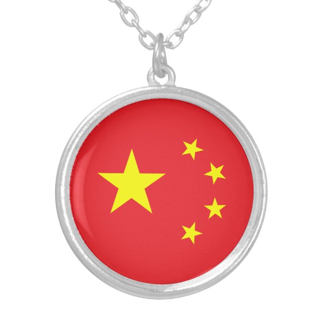 Chinese Flag Silver Plated Necklace (Front)