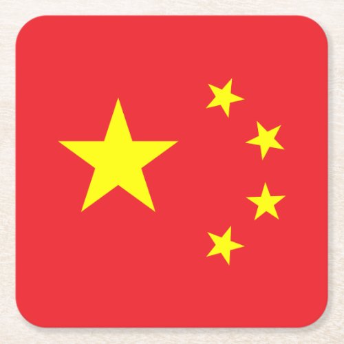 Chinese Flag Square Paper Coaster