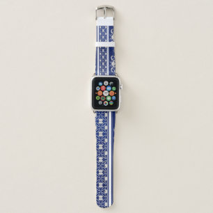 Chinese Floral Blue: Vintage Watercolor Borders Apple Watch Band