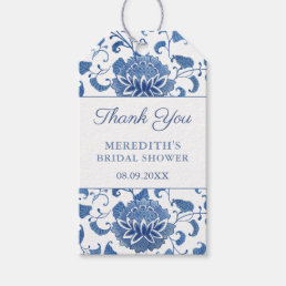 Chinese Floral Blue &amp; White Wedding Shower Favor Gift Tags