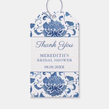 Chinese Floral Blue & White Wedding Shower Favor Gift Tags by DulceGrace at Zazzle
