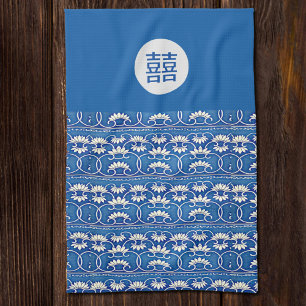 Chinese floral -double happiness kitchen towel