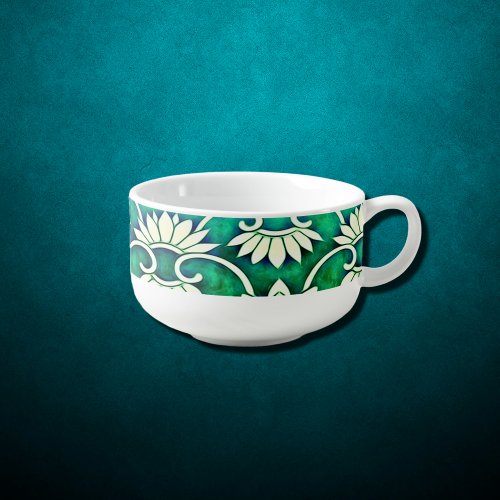 Chinese floral in blue soup mug