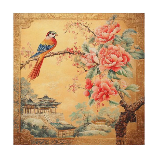 Chinese Flower Bird Oil Wall Decor (Front)