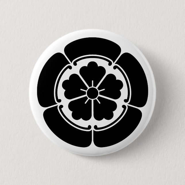 Chinese flower in goka pinback button (Front)