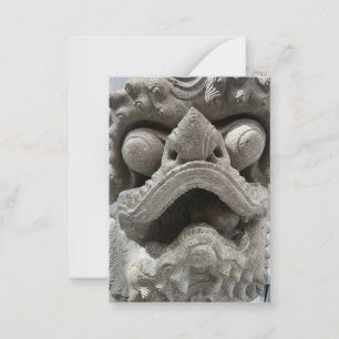Chinese Foo Dog Dragon Granite Rock Sculpture Note Card