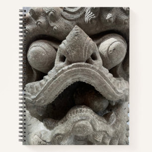Chinese Foo Dog Dragon Granite Rock Sculpture Notebook