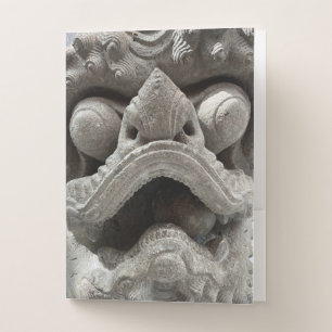 Chinese Foo Dog Dragon Granite Rock Sculpture Pocket Folder