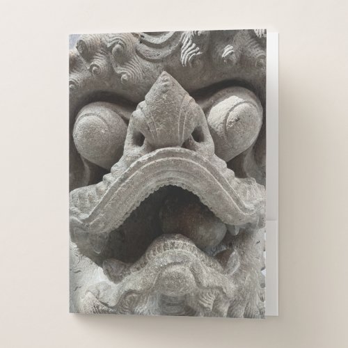 Chinese Foo Dog Dragon Granite Rock Sculpture Pocket Folder Chinese Foo Dog Dragon Granite Rock Sculpture Pocket Folder