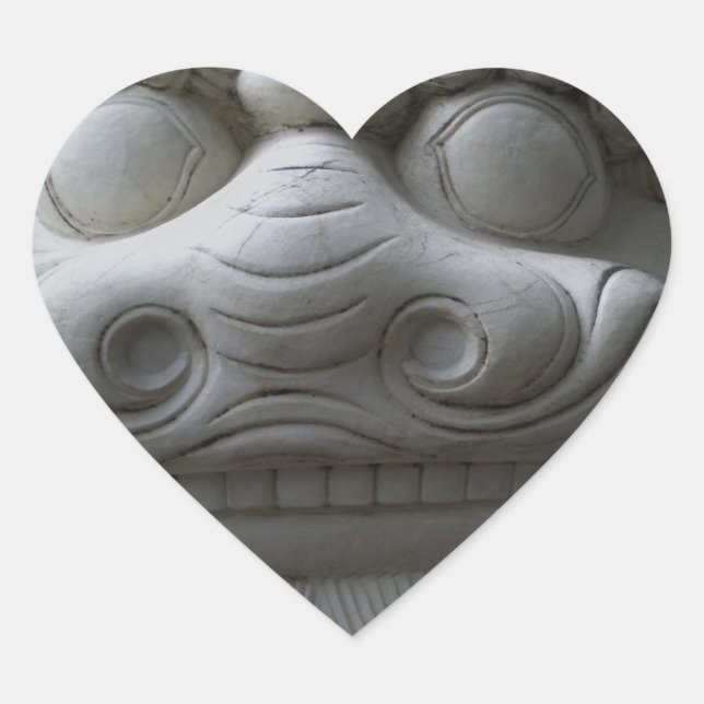 Chinese Foo Dog Heart Sticker (Front)