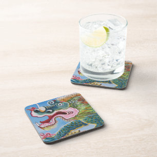 Chinese Foo Dog / Lion Guardian Mural Beverage Coaster