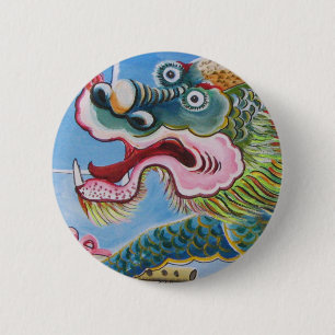 Chinese Foo Dog / Lion Guardian Mural Button