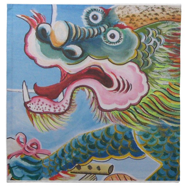 Chinese Foo Dog / Lion Guardian Mural Cloth Napkin (Front)