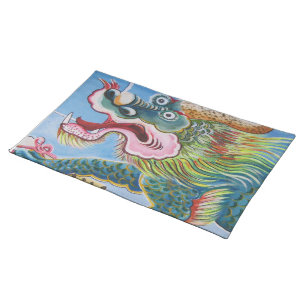 Chinese Foo Dog / Lion Guardian Mural Cloth Placemat