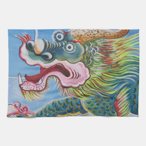 Chinese Foo Dog  Lion Guardian Mural Kitchen Towel