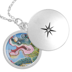 Chinese Foo Dog / Lion Guardian Mural Locket Necklace