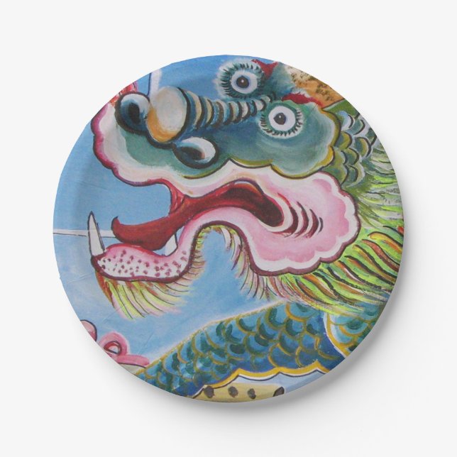 Chinese Foo Dog / Lion Guardian Mural Paper Plates (Front)