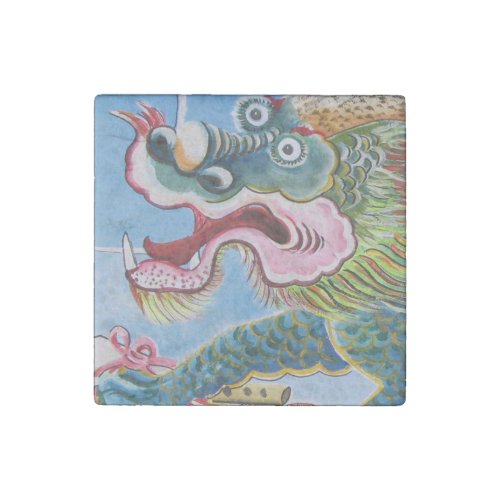 Chinese Foo Dog  Lion Guardian Mural Stone Magnet