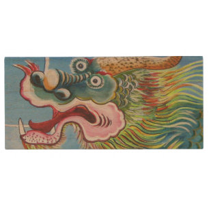 Chinese Foo Dog / Lion Guardian Mural Wood Flash Drive