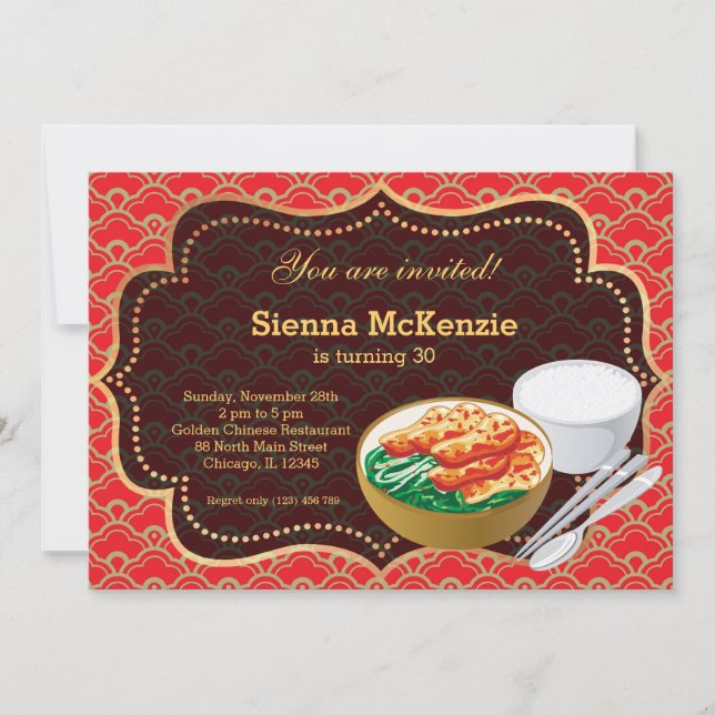 Chinese food Birthday party Invitation (Front)