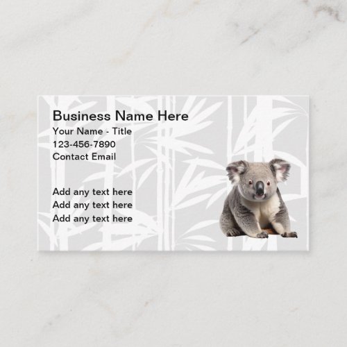 Chinese Food Koala Bear Theme Business Cards 