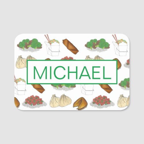 Chinese Food Restaurant Dishes Takeout Cuisine Name Tag