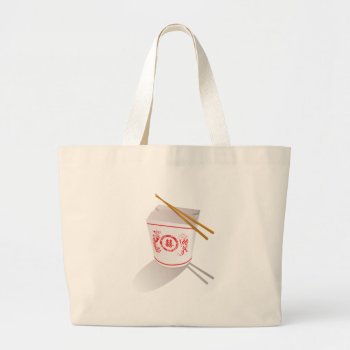 Chinese Food Take Out Box Chopsticks Graphic Large Tote Bag by iBella at Zazzle