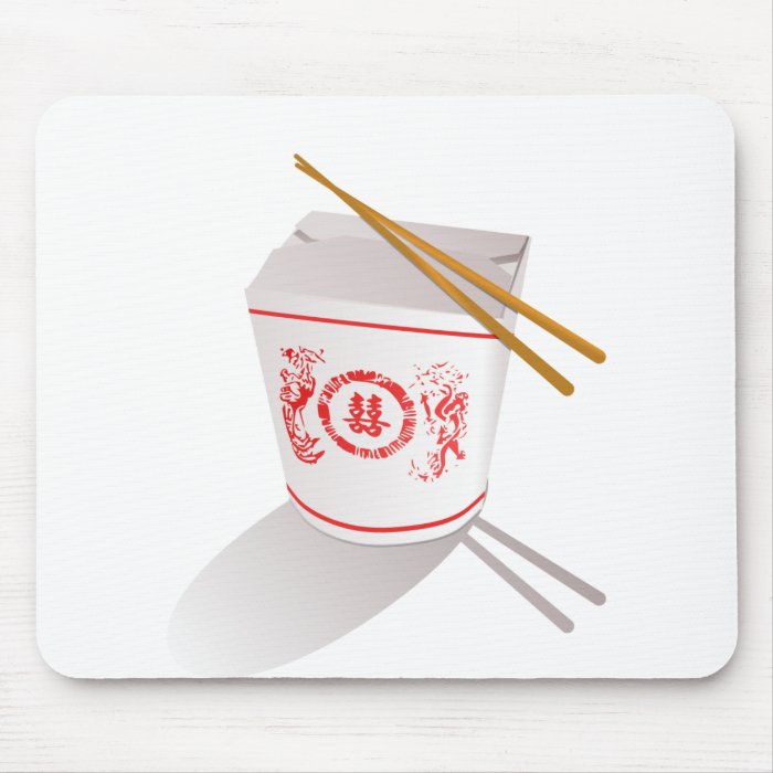 Chinese food take out box chopsticks graphic mousepad