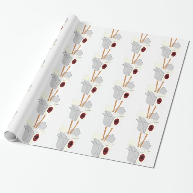 Chinese Food Takeout Box Wrapping Paper (Unrolled)