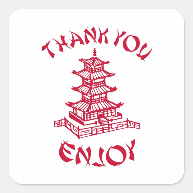 Chinese Food Thank You Enjoy Triangle Sticker (Front)