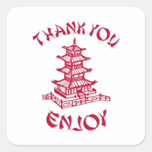 Chinese Food Thank You Enjoy Triangle Sticker
