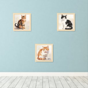 Chinese Garden Cat Print Set